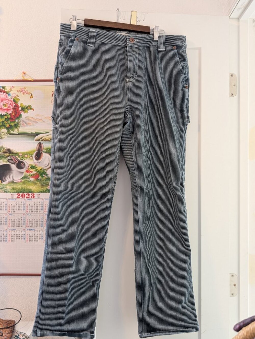 Dickies Hickory Stripe Women's Workwear Relaxed Pants Size 12R - Picture 2 of 16
